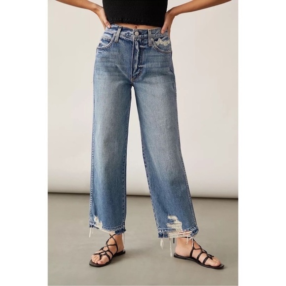 AMO Denim - AMO Sophie High-Rise Crop Jeans Runaway Destroy Wash Distressed Size 26